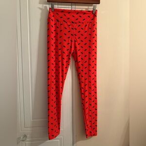 LuLaRoe Bat Halloween Leggings Orange and Black One Size (2-10)‎